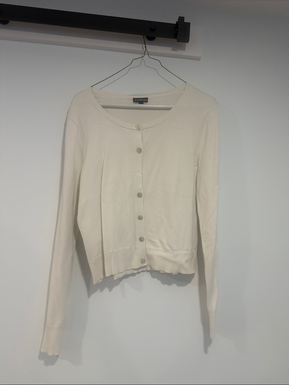 Express Cream Button-Front Lightweight Cardigan